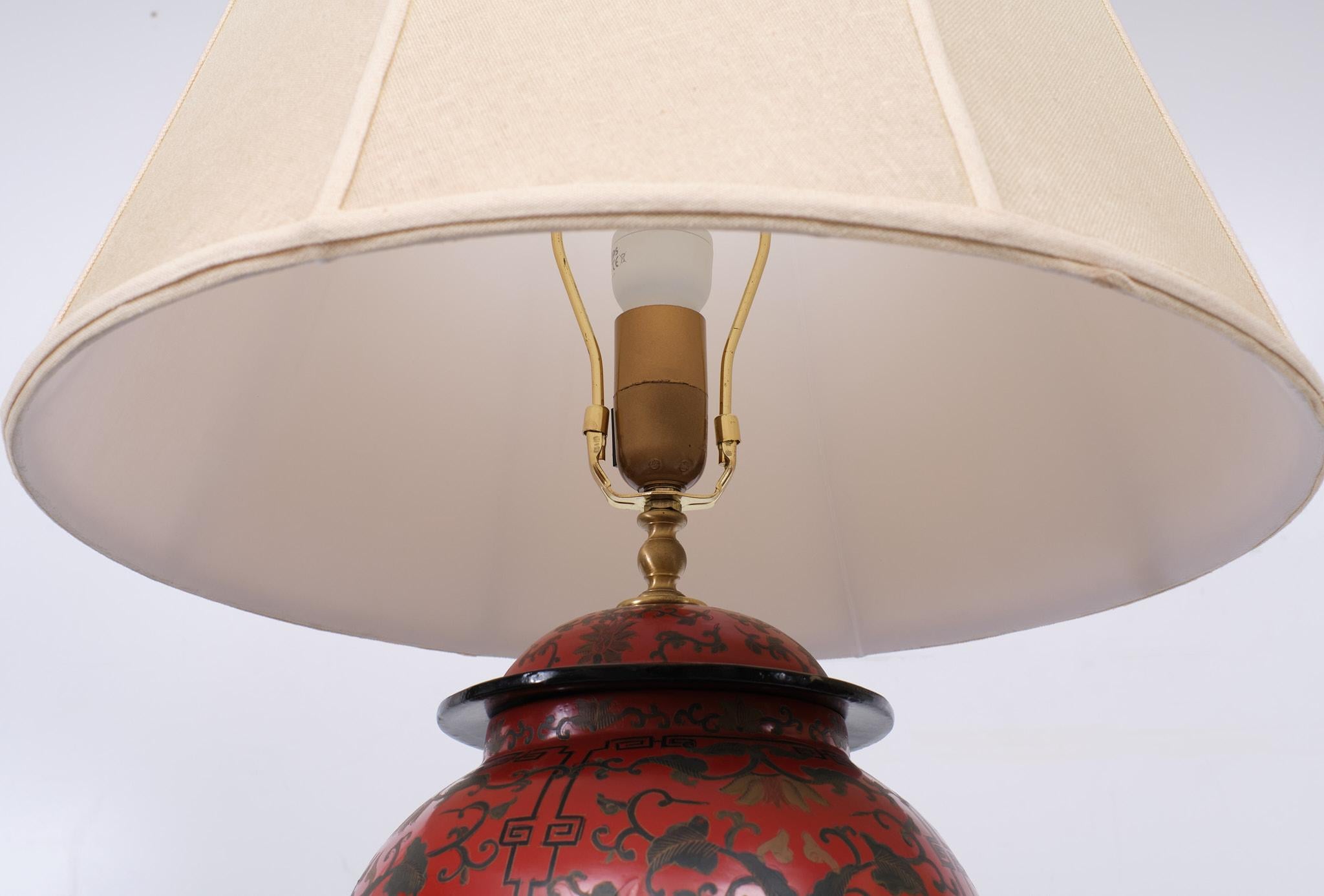 Large Wooden Oriental  table lamps  1990s  2