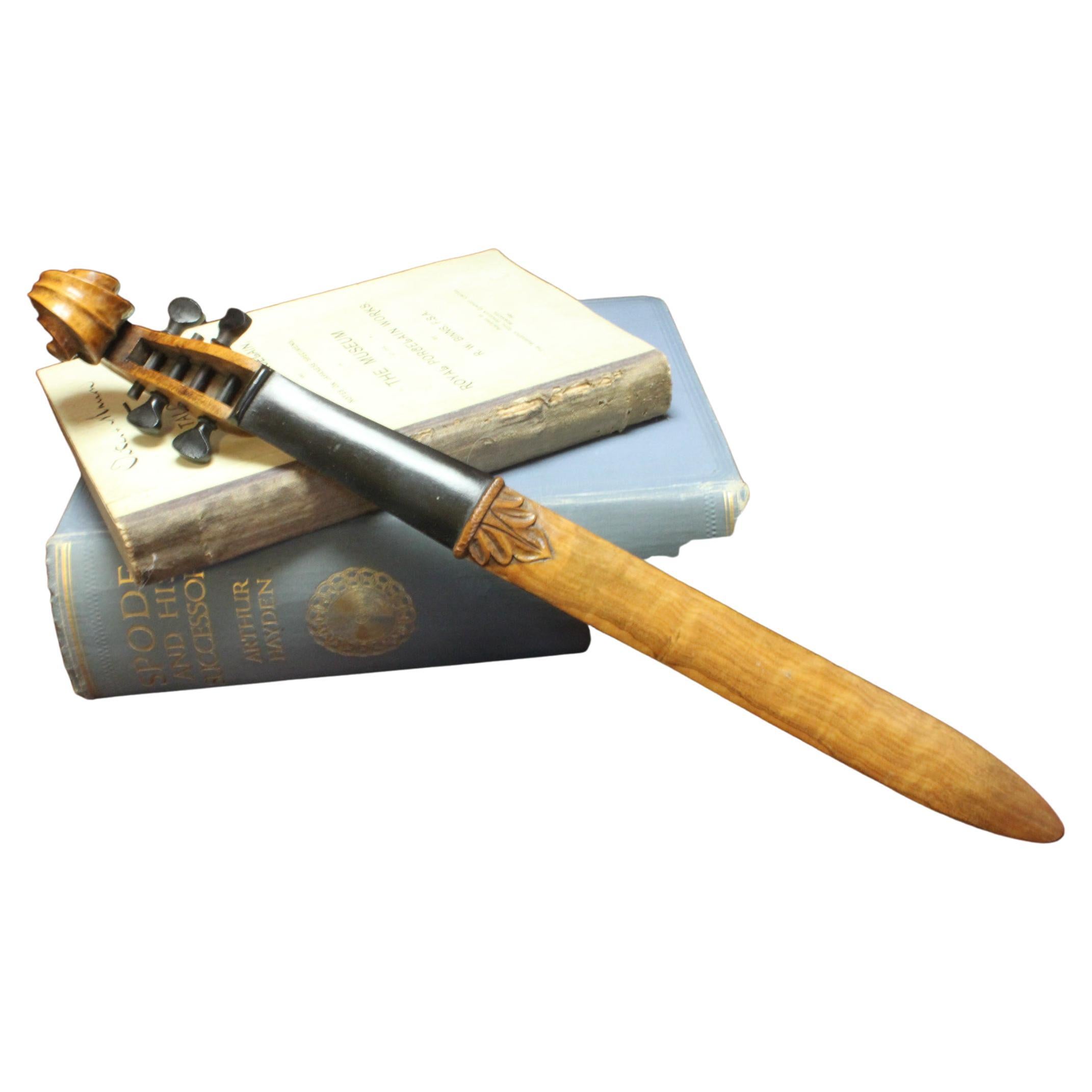Large Wooden Paper Knife with Violin Scroll End
