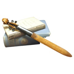 Large Wooden Paper Knife with Violin Scroll End