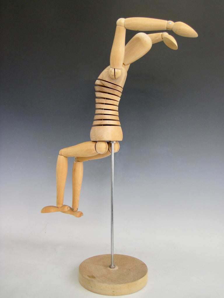 Posable Jointed Wooden Human Figure Artist Mannequin For Sale at 1stDibs
