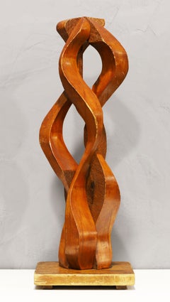 Mid-Century Modern Large Wooden Ribbon Sculpture, Handcrafted, 1960s