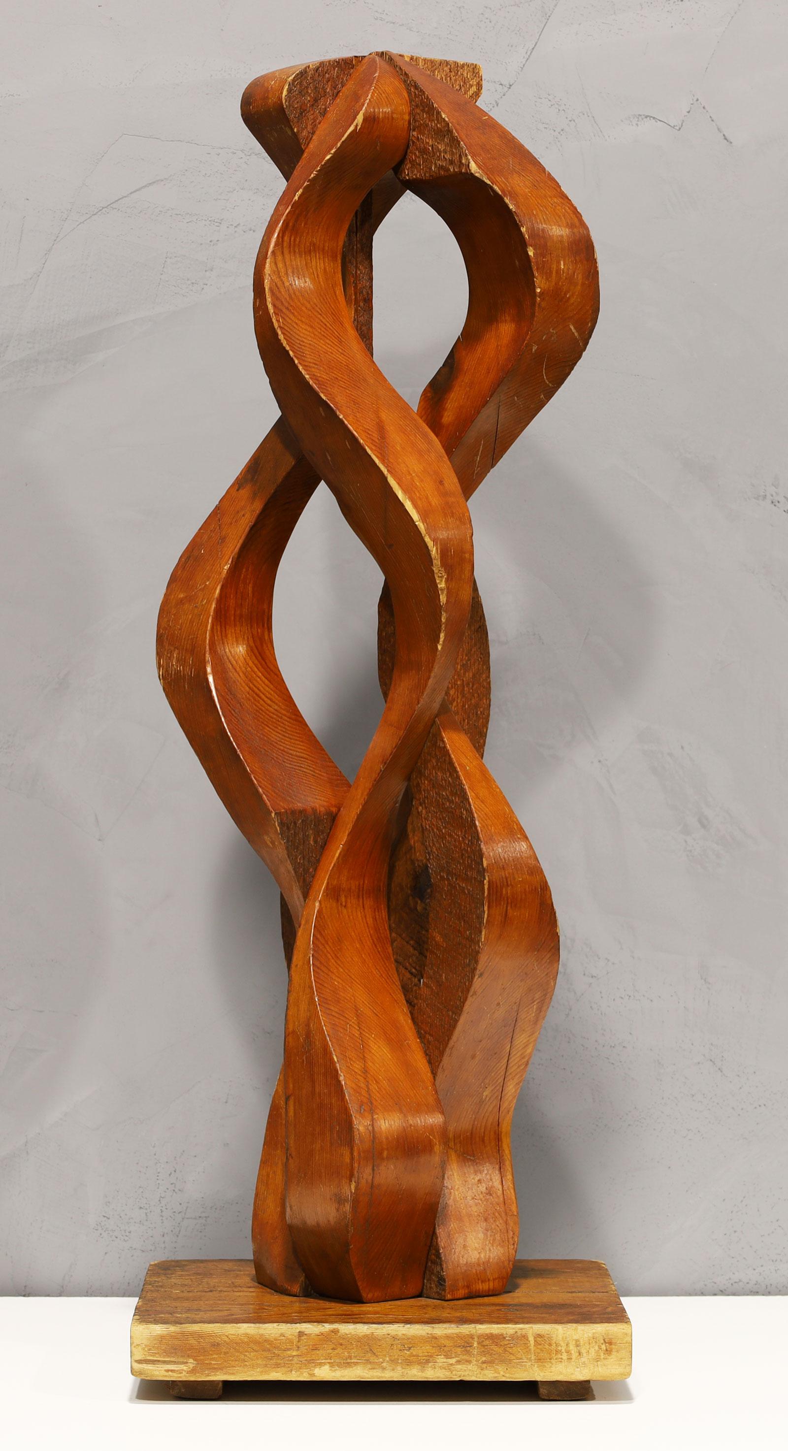 Mid-Century Modern Large Wooden Ribbon Sculpture For Sale