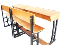 Large wooden school desk on wheels with desk flap, great for catering or the off