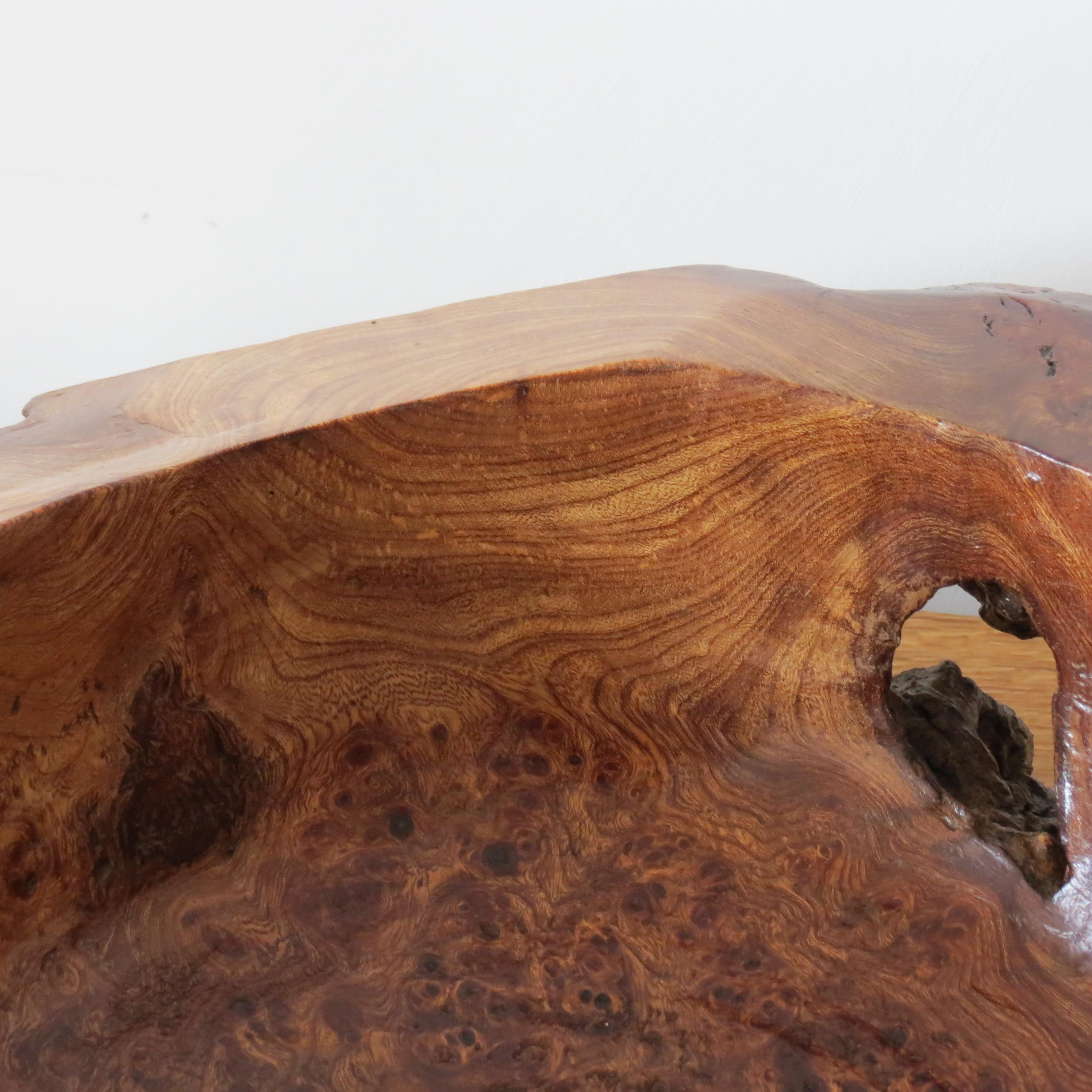 Large Wooden Sculptural Bowl Welsh Burr Elm Handmade 1
