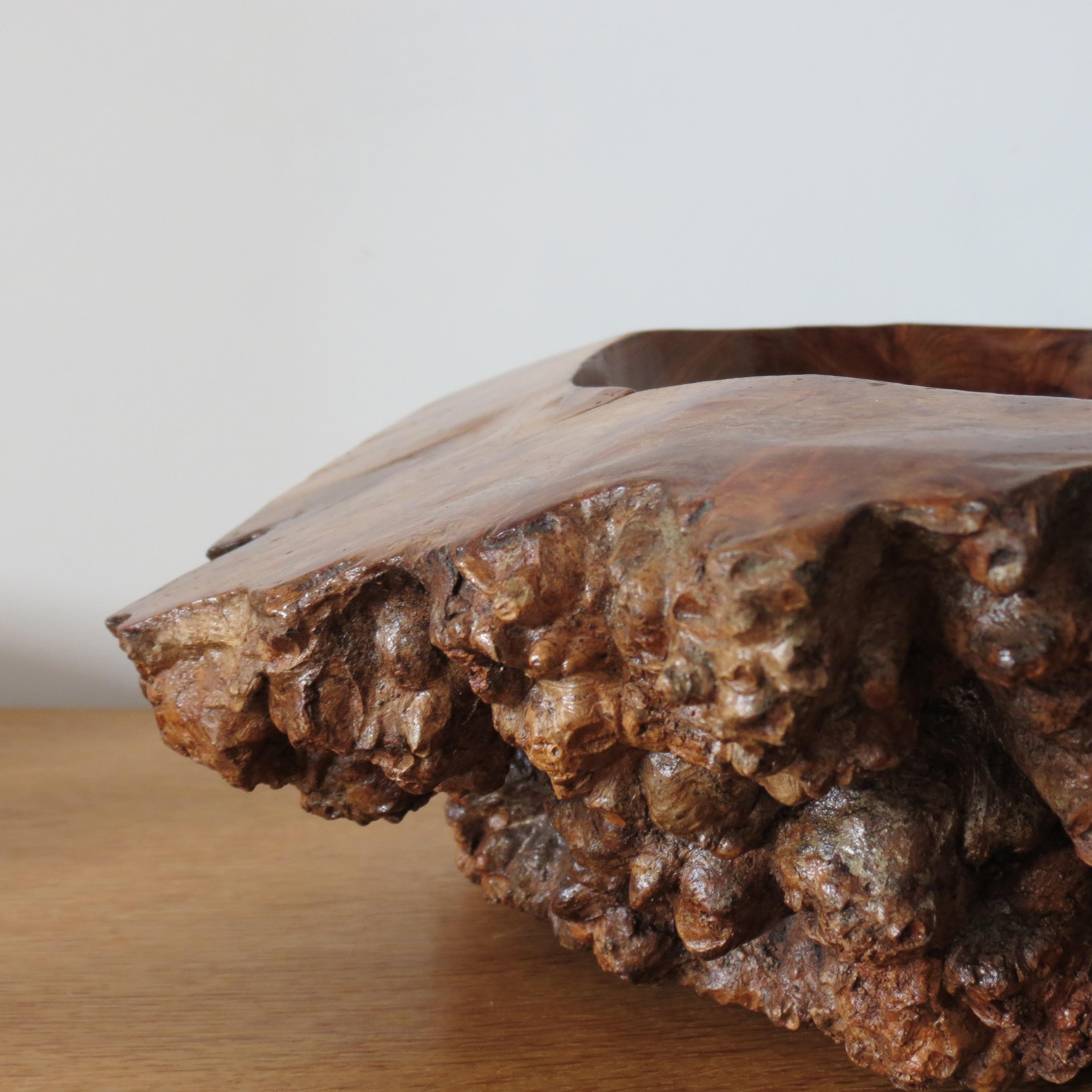 Large Wooden Sculptural Bowl Welsh Burr Elm Handmade 7