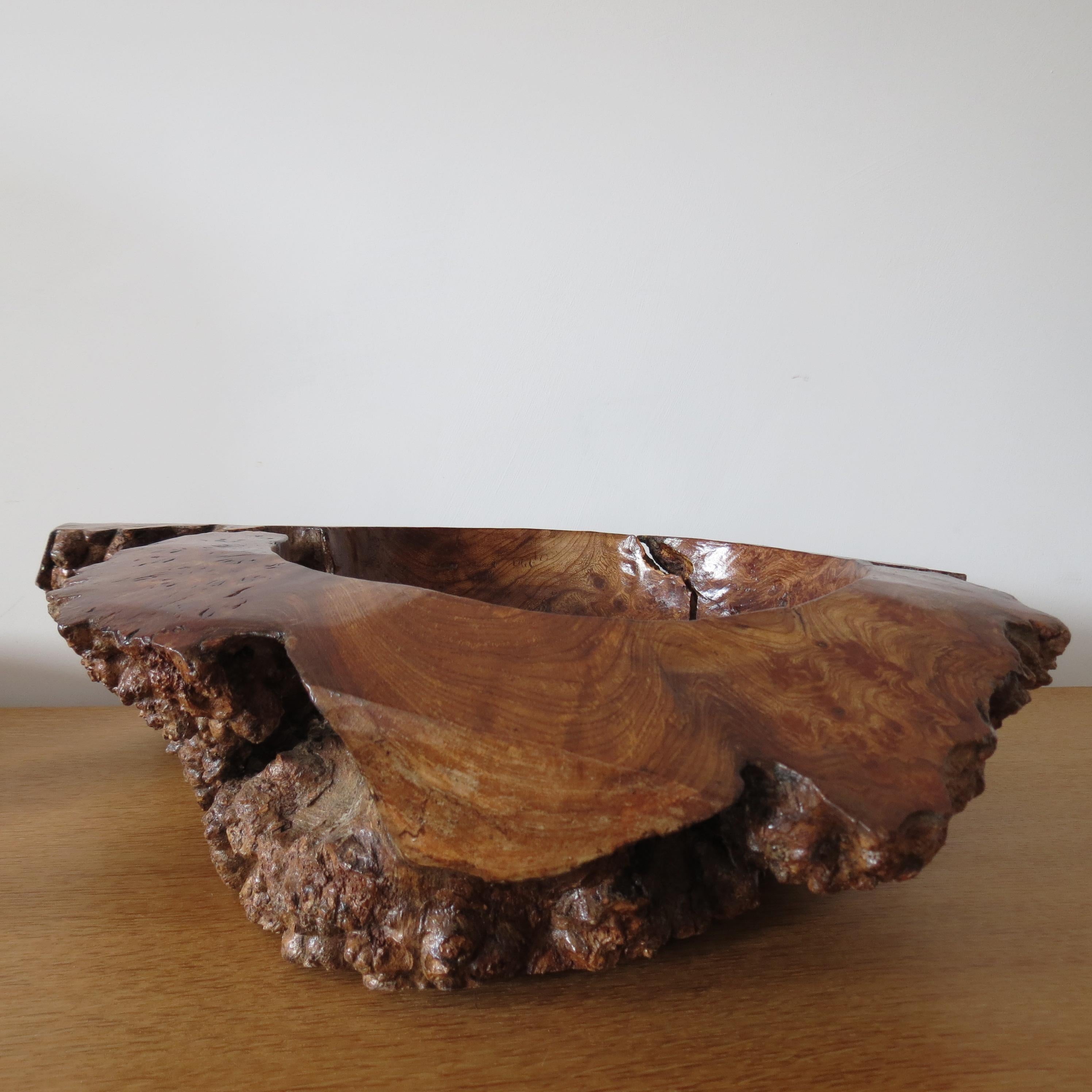 Large Wooden Sculptural Bowl Welsh Burr Elm Handmade 10