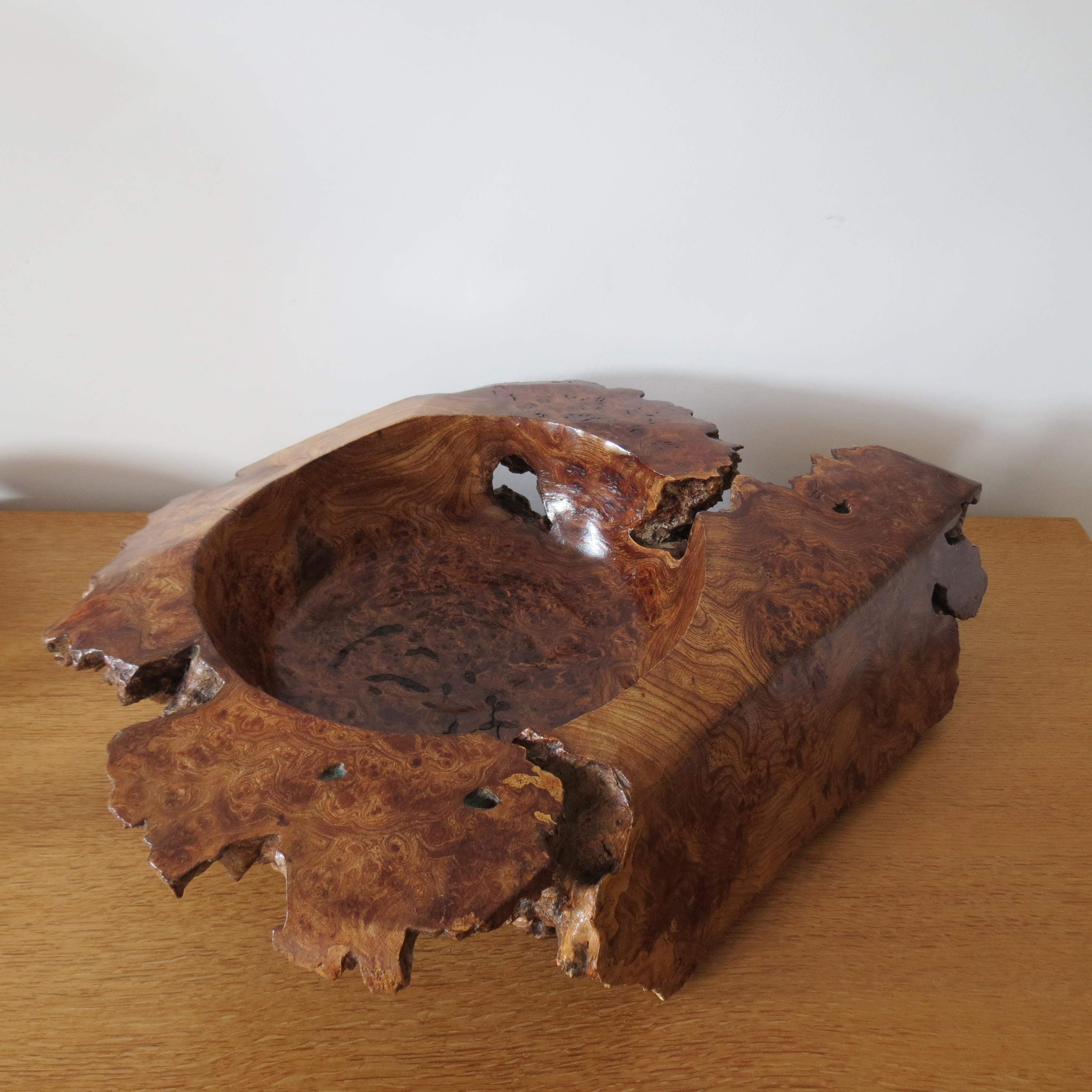 Large Wooden Sculptural Bowl Welsh Burr Elm Handmade 12