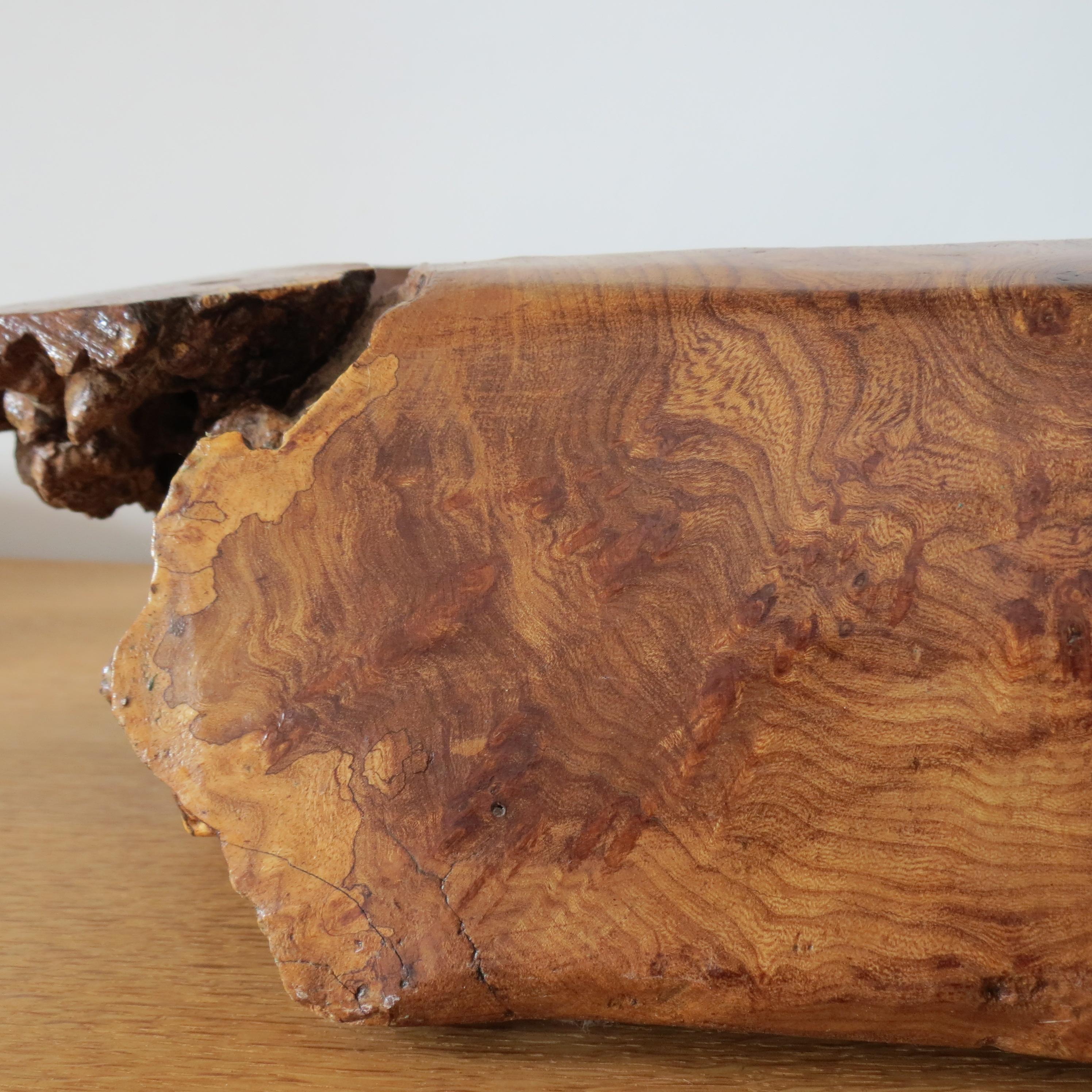 20th Century Large Wooden Sculptural Bowl Welsh Burr Elm Handmade