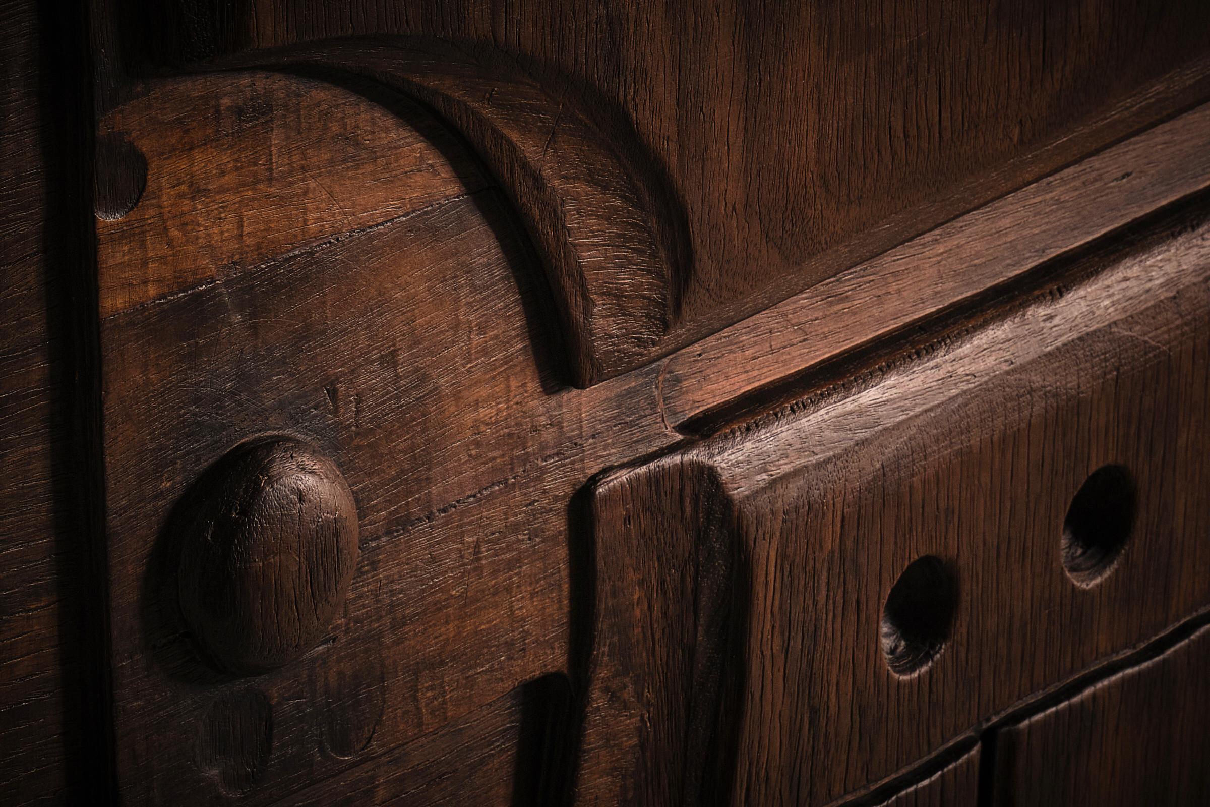 Large Wooden Sculptural Triptych by Nerone Ceccarelli, Italy ca. 1978 For Sale 5