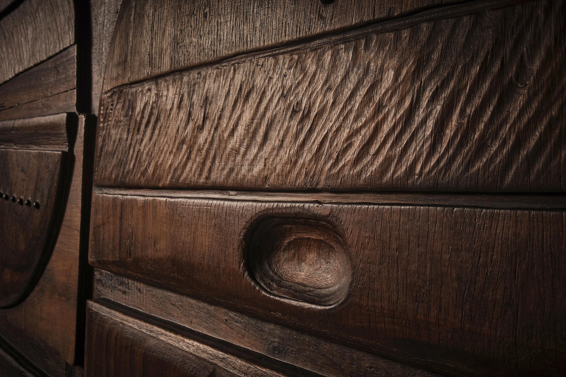 Large Wooden Sculptural Triptych by Nerone Ceccarelli, Italy ca. 1978 In Good Condition For Sale In Rotterdam, ZH
