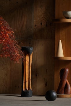 Large Wooden Sculpture "Black Elegance" by Ole Wettergren, Denmark, 1990s