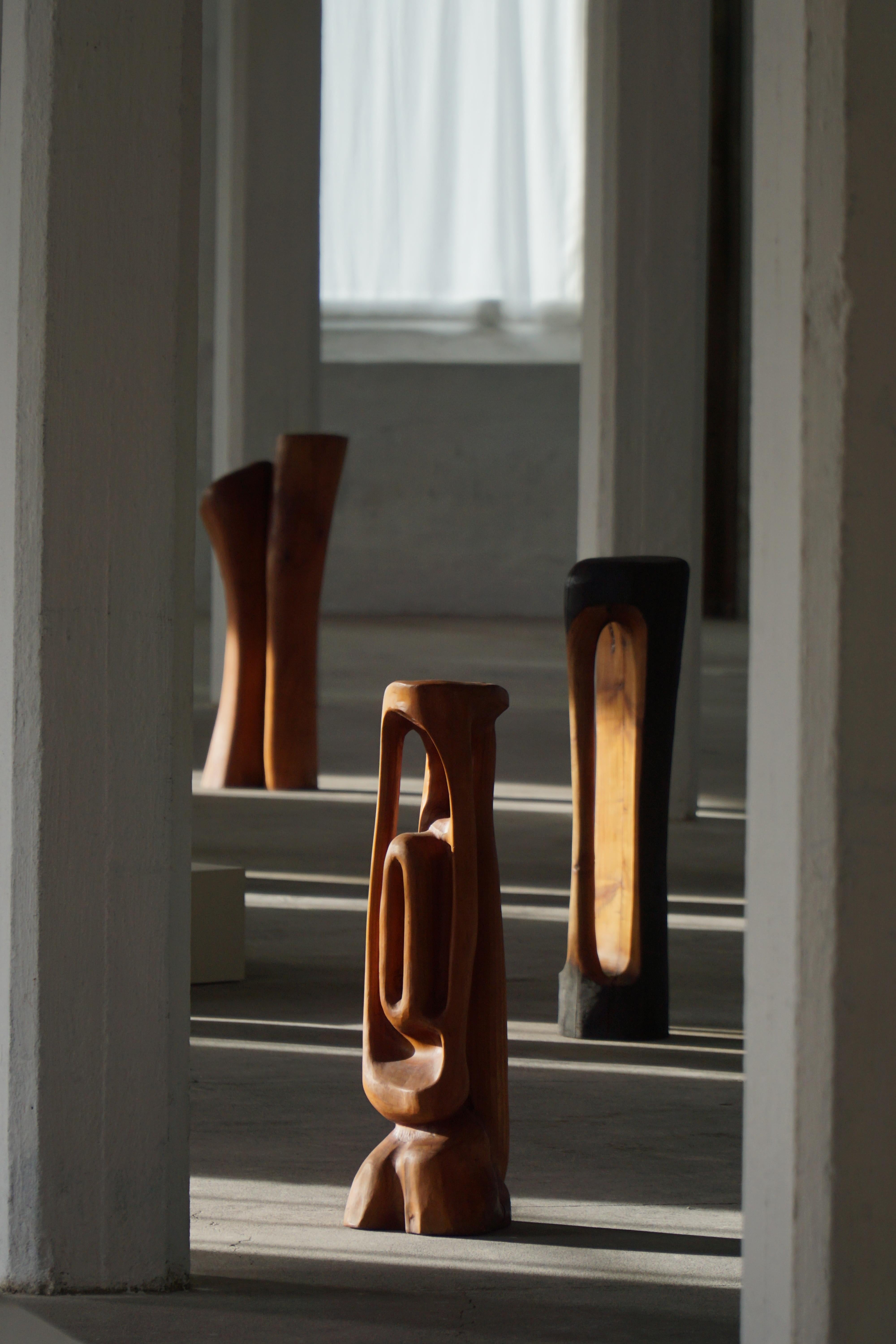 A beautiful wooden sculpture by Danish artist Ole Wettergren, created in the 1970s. Titled 