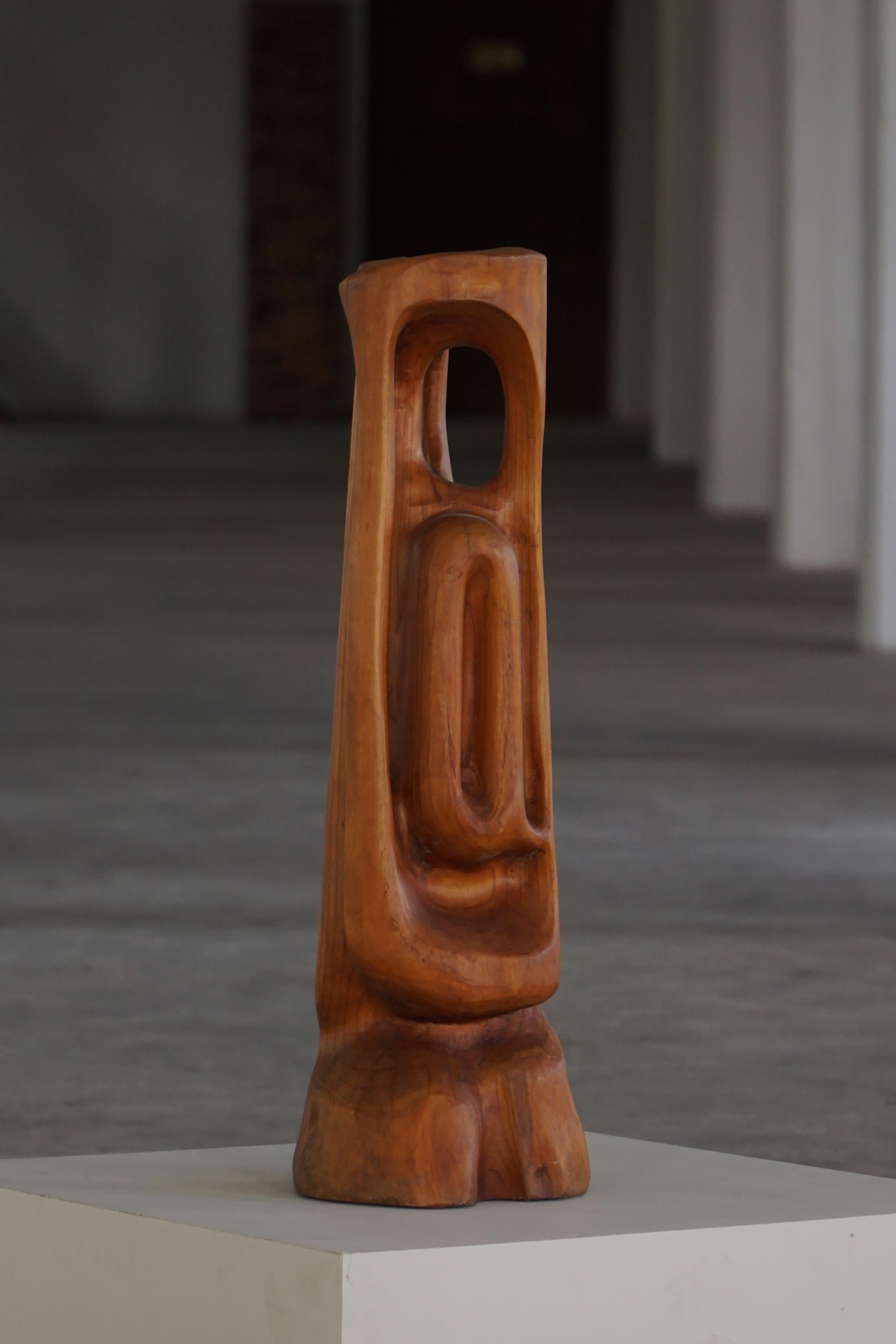 Scandinavian Modern Large Wooden Sculpture 