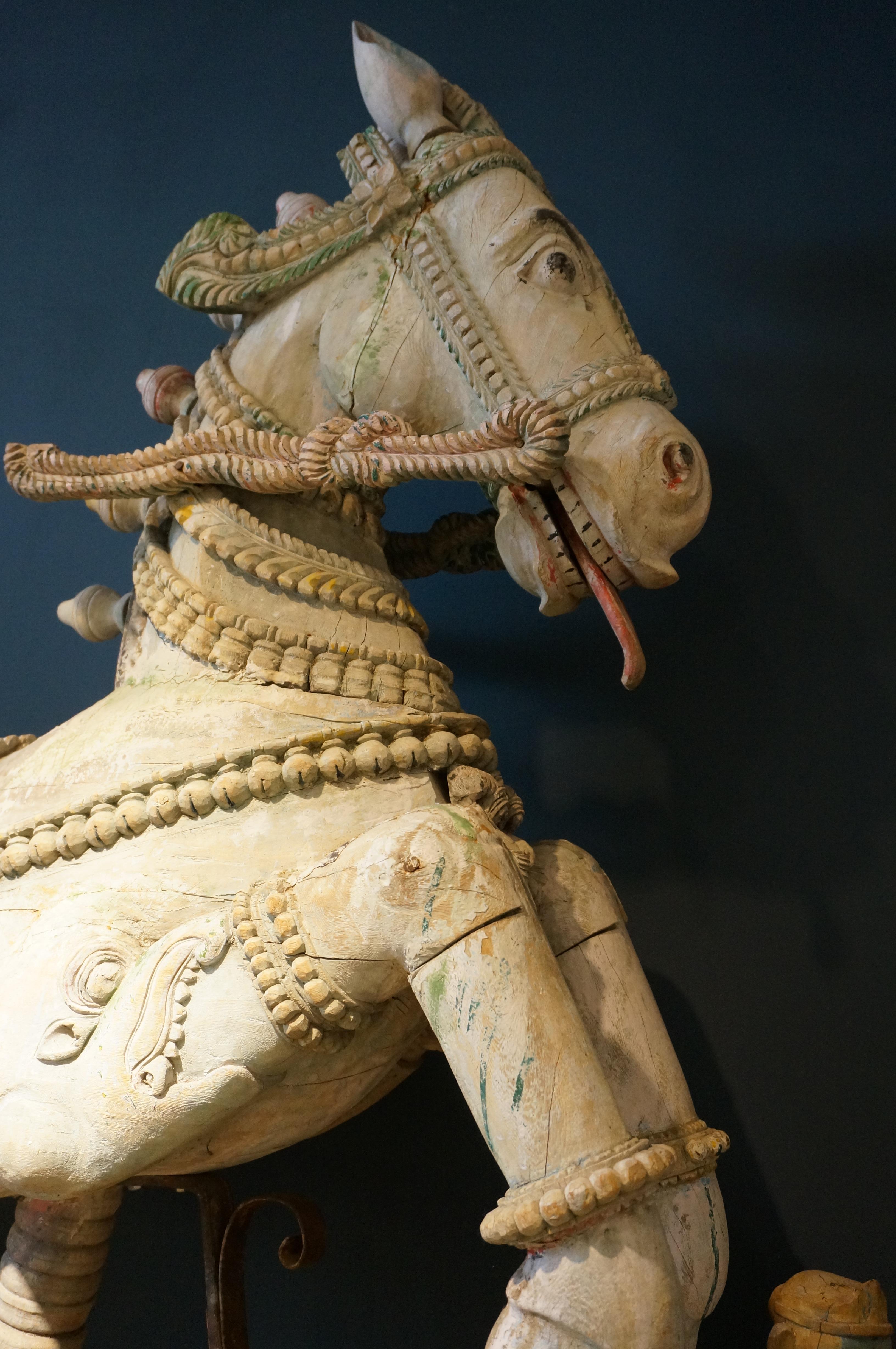 Wood Large wooden sculpture horse, India, 19th/20th century For Sale