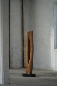 Large Wooden Sculpture "Joy" by Ole Wettergren, Danish Modern, 1980s