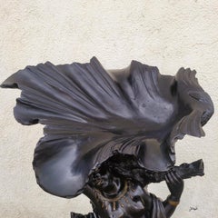 Large Wooden Sculpture, Moor With Dragon, 19th Century