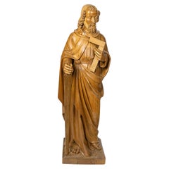 Gran escultura de madera de Simón el Zelote, época de Napoleón III, siglo XIX.