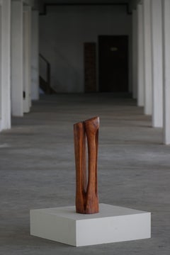 Large Wooden Sculpture "Silent Dialogue" by Ole Wettergren, Denmark, 1980s
