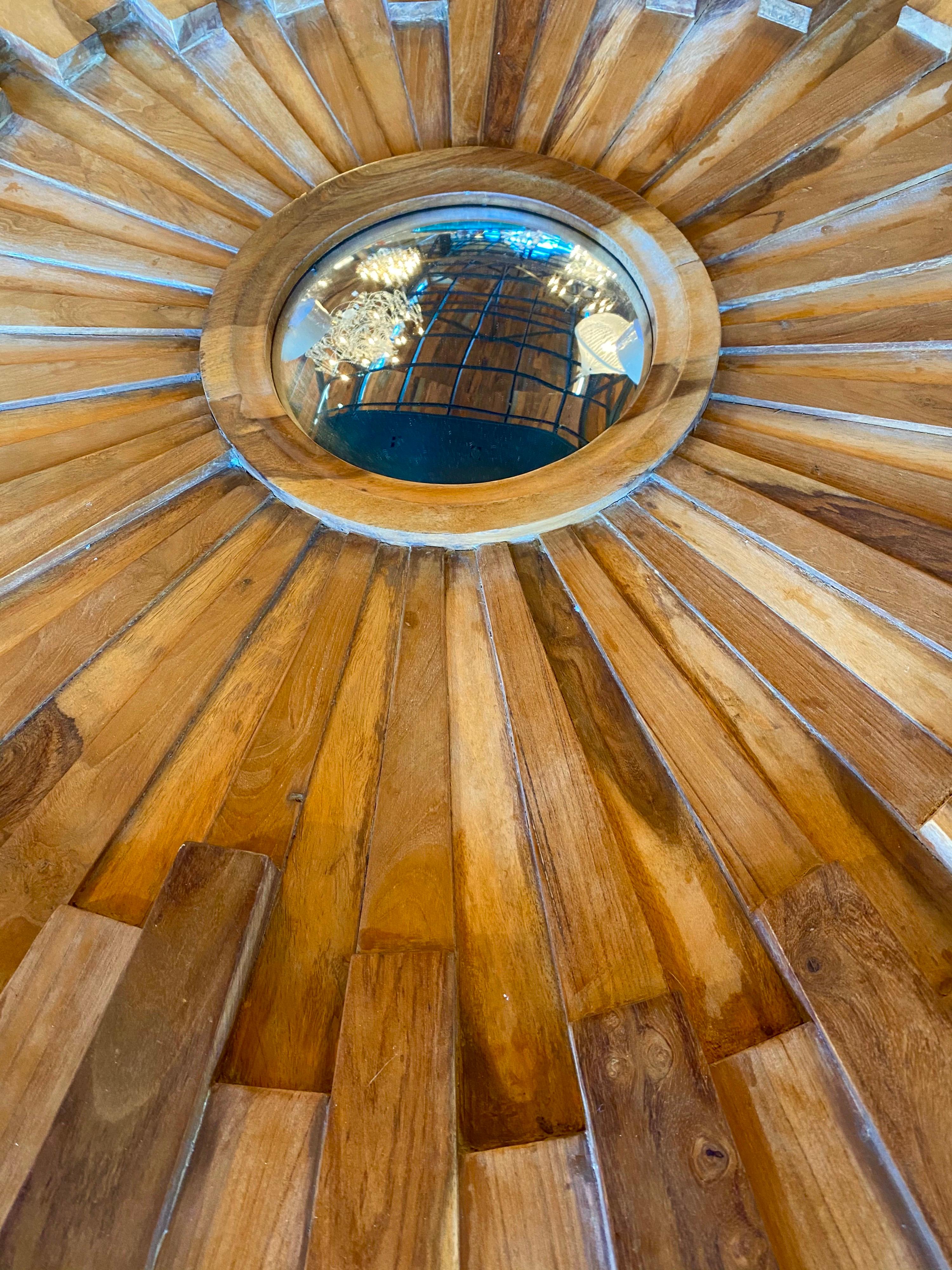 Large Wooden Starburst Mirror In Good Condition In Bridgehampton, NY