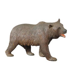 Large Wooden Strolling Bear Handcarved in Brienz ca. 1930