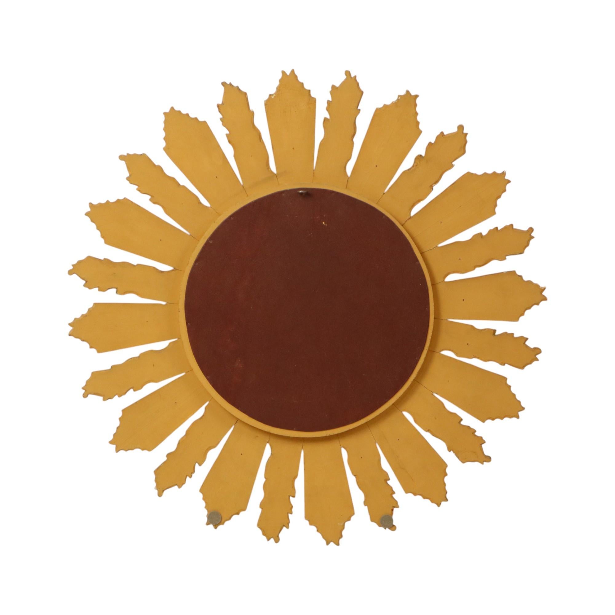 Grande specchio solare in legno Sunburst Butler XL Specchio oro 70cm in vendita 12