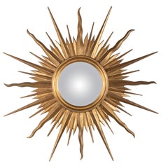 Grand miroir en bois:: milieu du 20e siècle