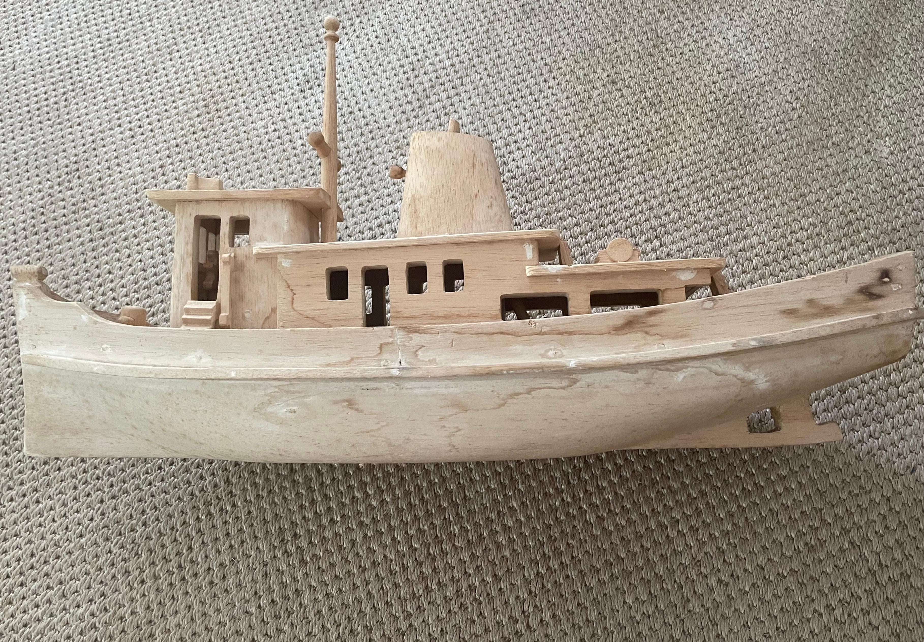 20th Century Large Wooden Tugboat For Sale