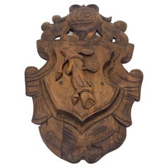 Vintage Large Wooden Wall Mounted Code of Arms