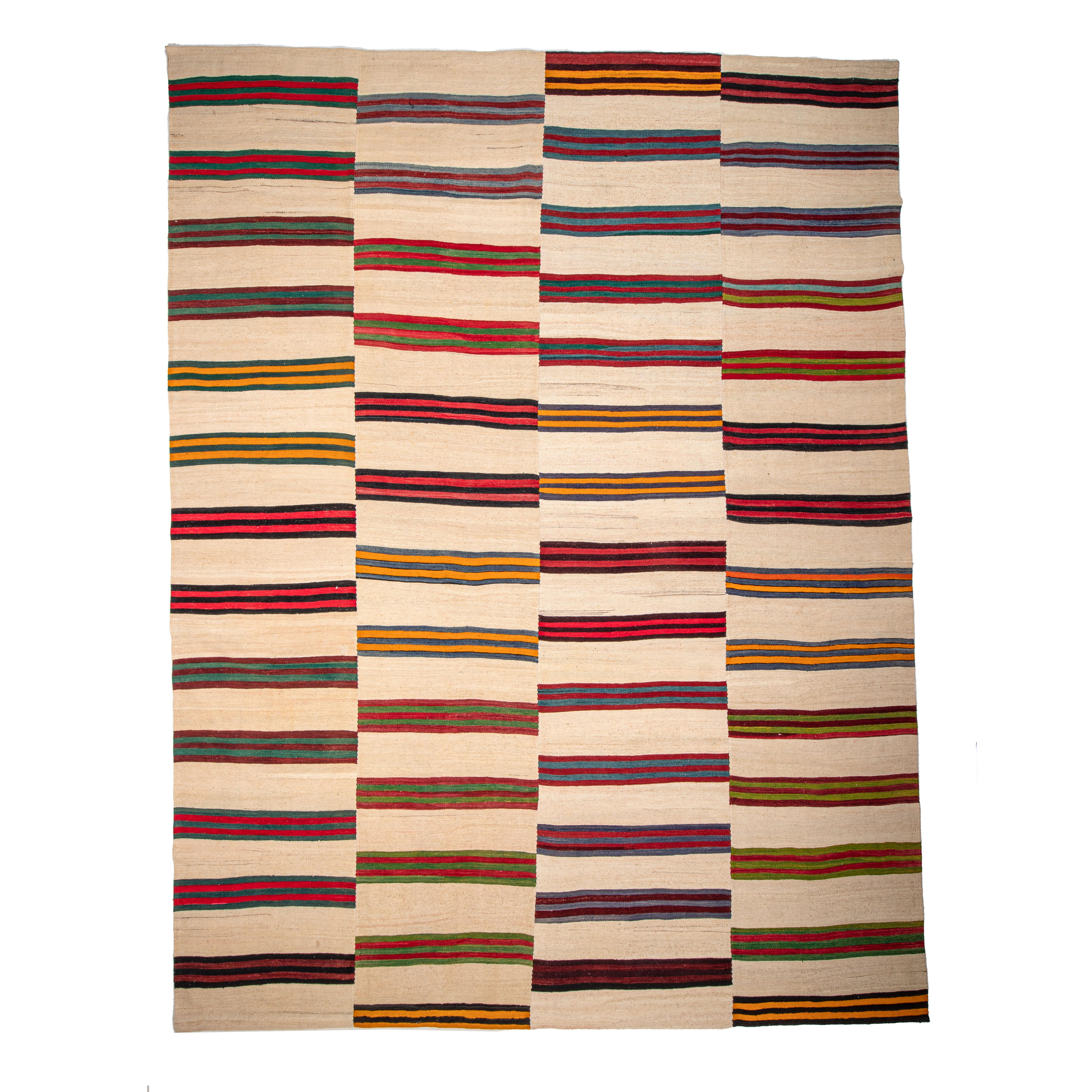 A colourful , pure wool Central Anatolian kilim from 1960s.