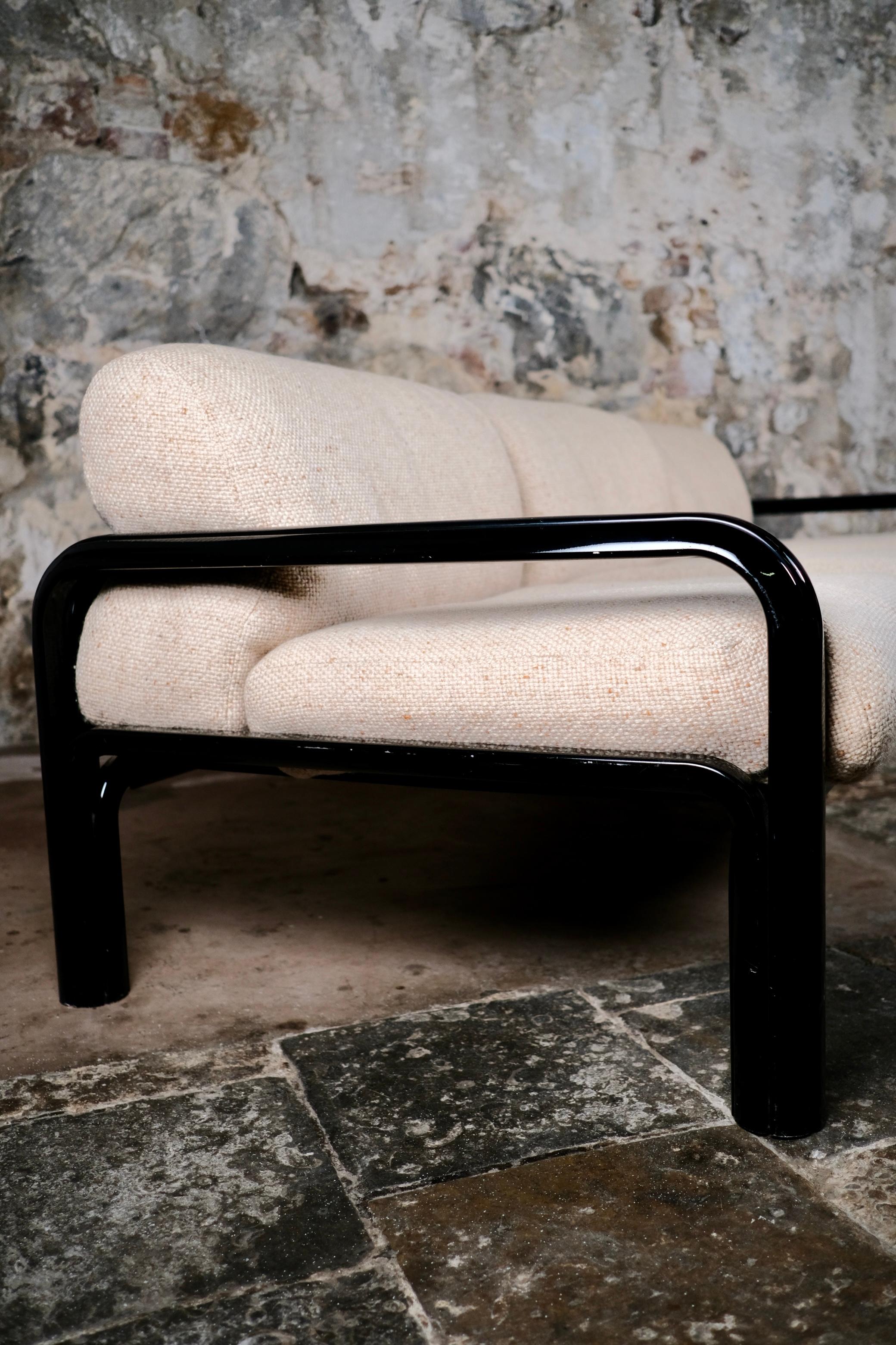 Steel Large wool sofa model 54A by Gae Aulenti for Knoll International, 1970s For Sale