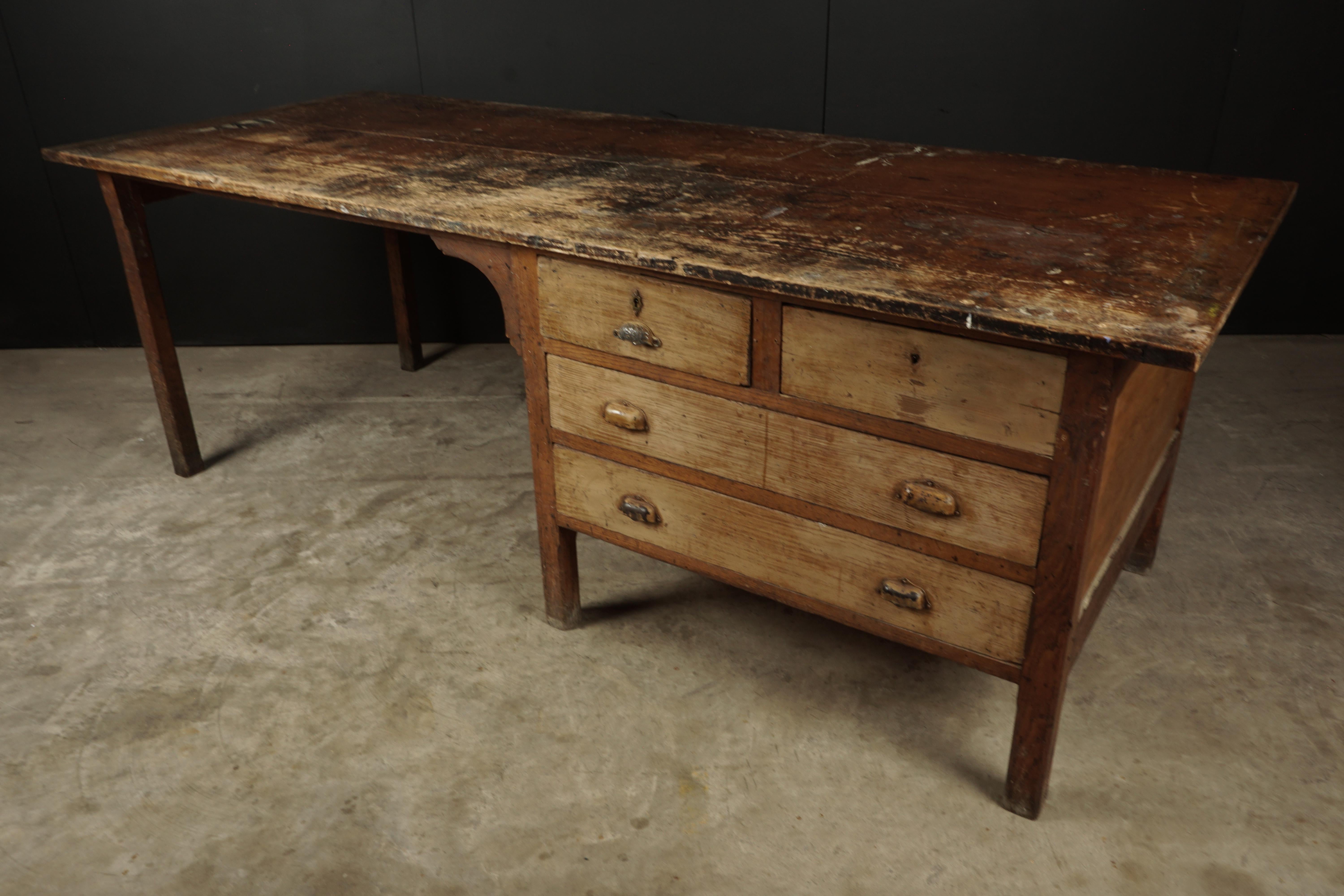 Large Work Console from France, circa 1940 In Good Condition In Nashville, TN