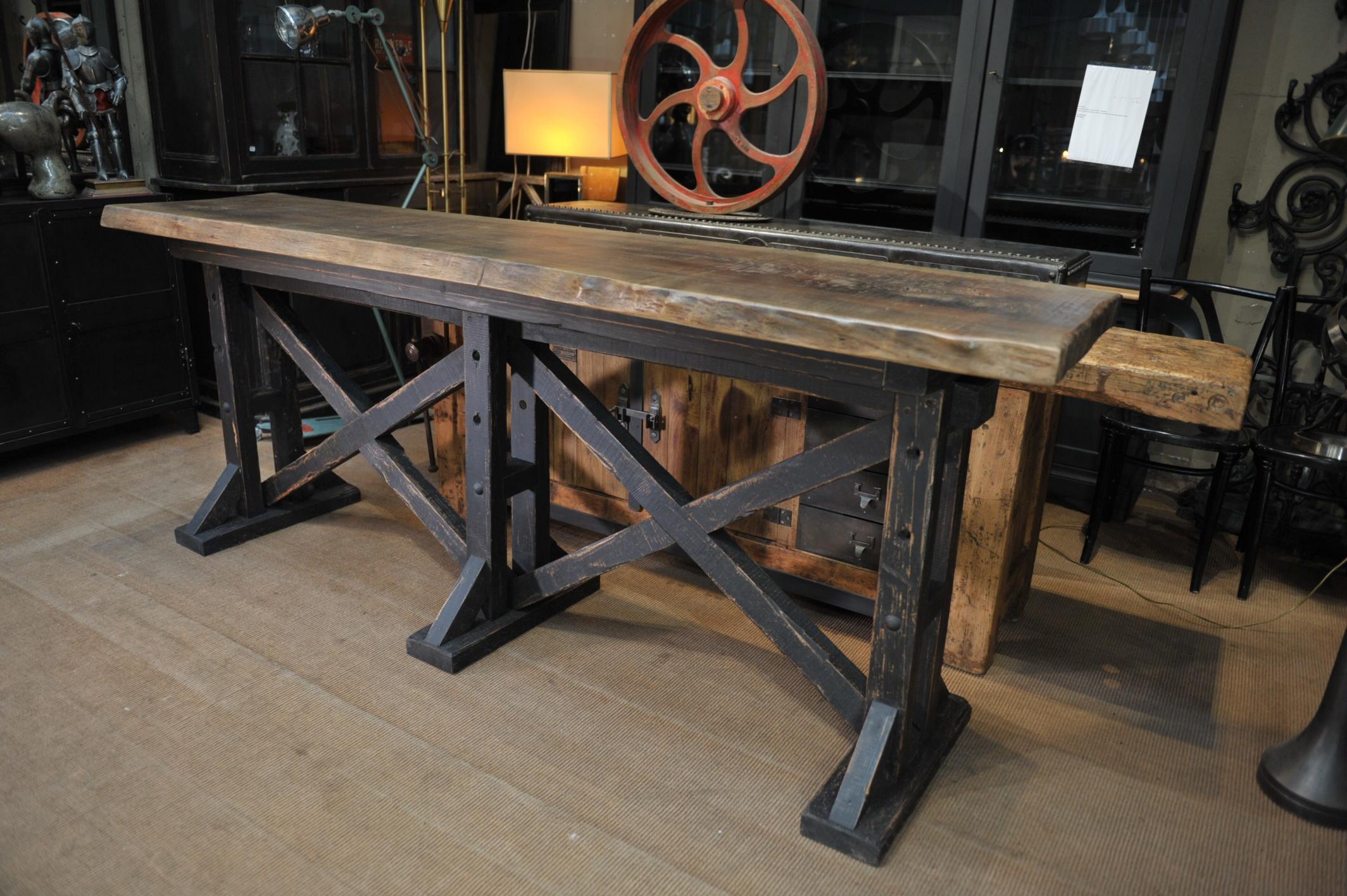 Large Workshop Console Table or High Table, circa 1930 In Good Condition For Sale In Roubaix, FR