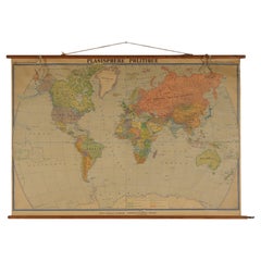 Retro Large World School Map, 1950s