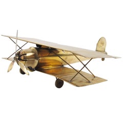 Used Large World War I Biplane Brass Airplane Model Aviation Collection