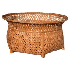 Vintage Large Woven Brown Rattan Wicker Storage Basket