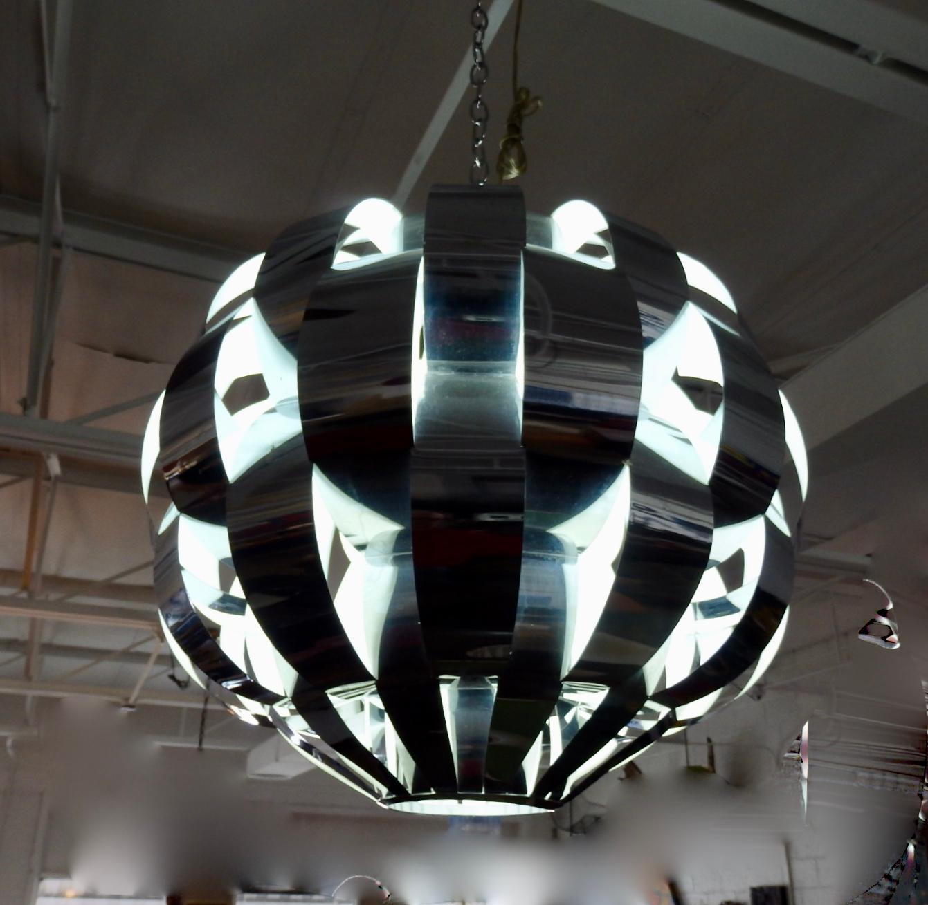 American Large Woven Chrome Hanging Pendant Entry Lamp