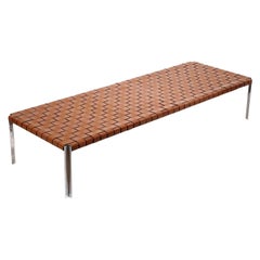 Vintage Large Woven Leather Bench by Laverne International