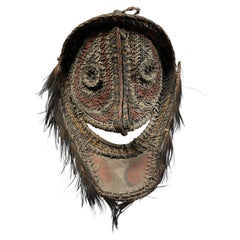 Large Woven Painted Basketry Wall Mask Blackwater Rivers, Papua New Guinea