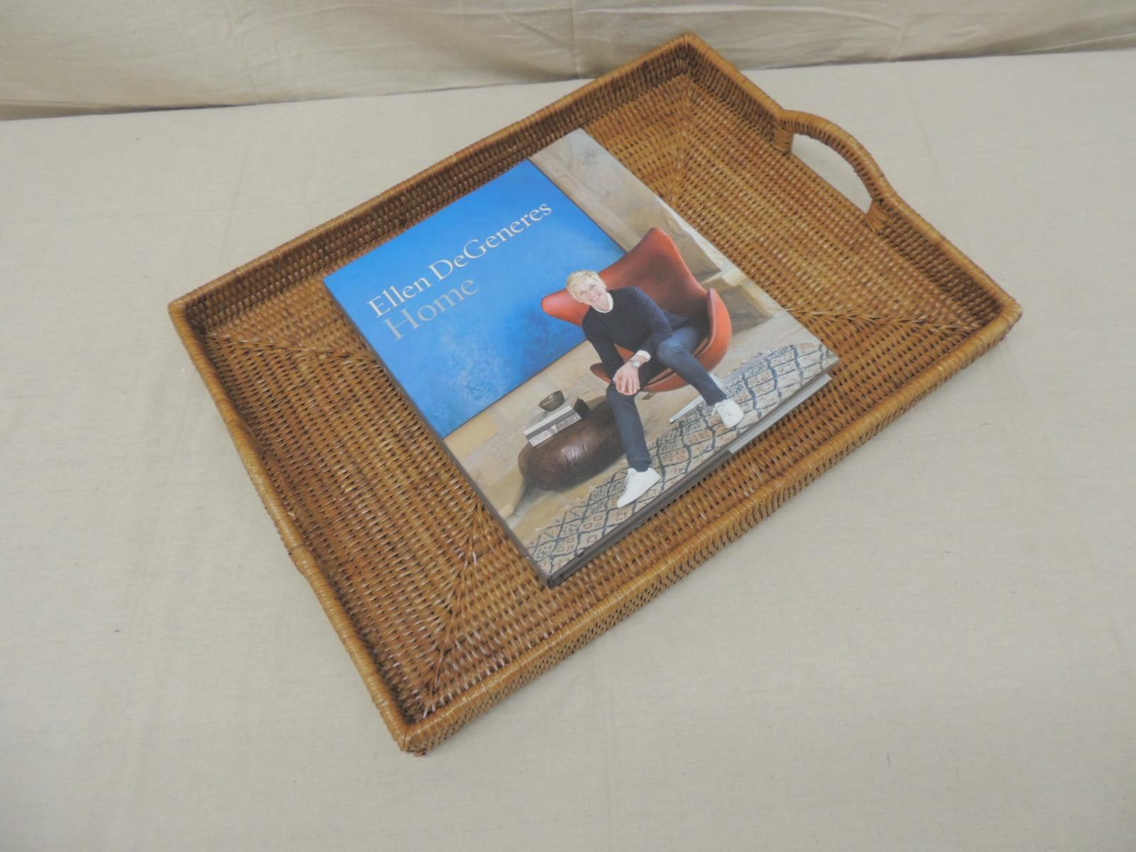 large woven tray with handles