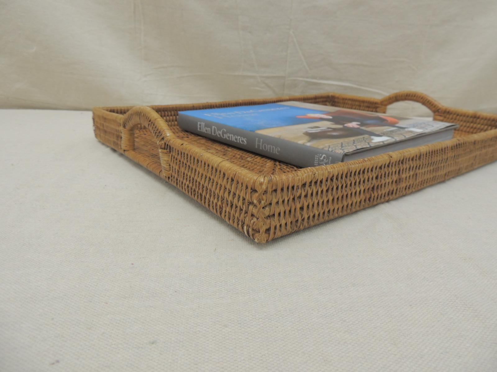 large rattan tray with handles