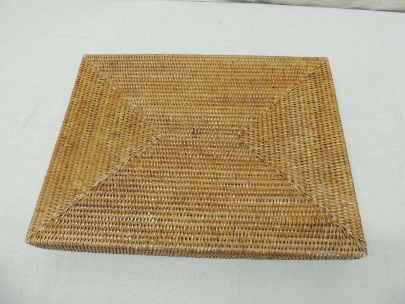 rattan square tray with handles