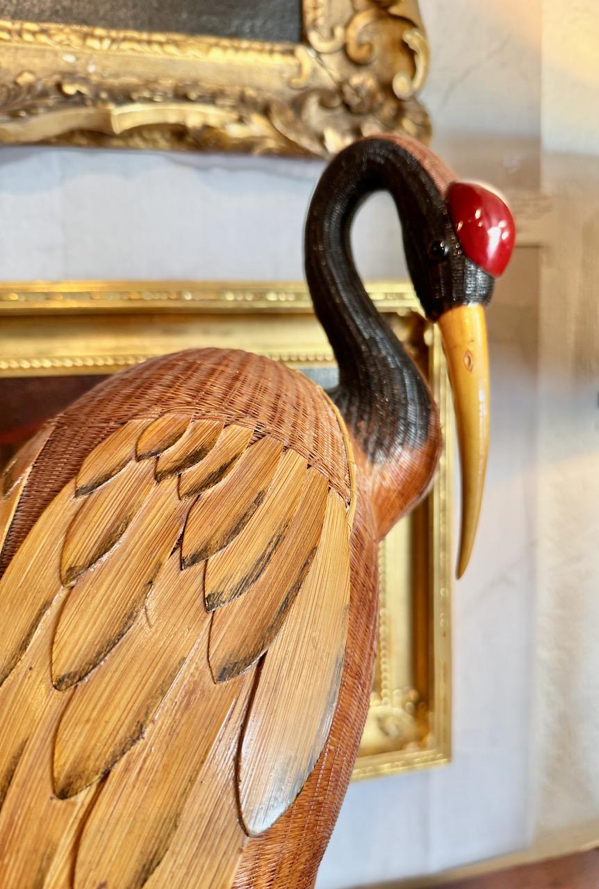 Grúa grande de mimbre tejido, Artesanía de Shanghai Tallado a mano en venta