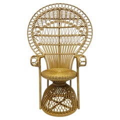 Large Woven Wicker, Reed, Rattan Peacock Emmanuelle Chair