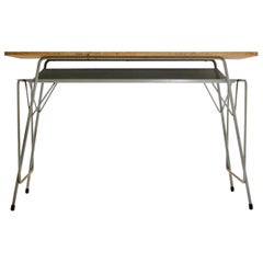 Vintage Large Mid-Century Writing Desk with Grey Metal Frame by Van Der Meeren, Belgium