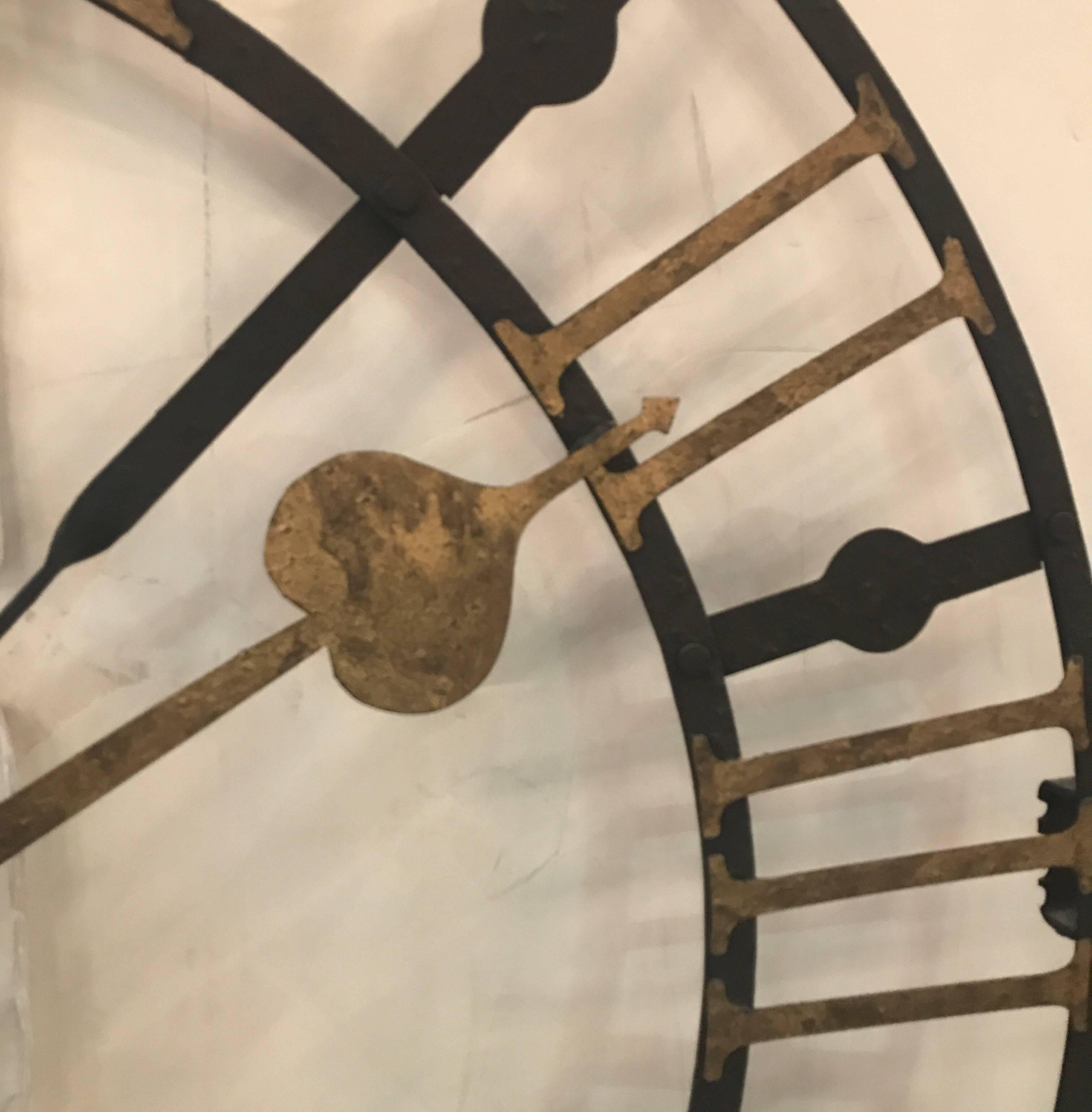 Industrial Large Wrought Iron Clock Face