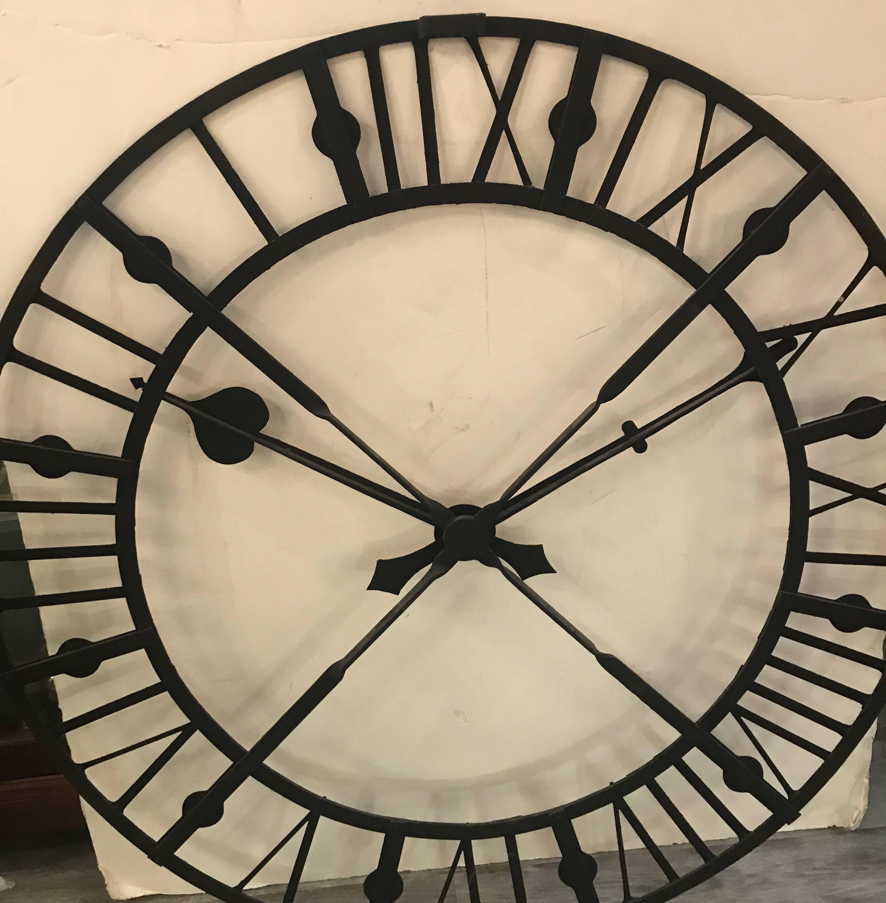 20th Century Large Wrought Iron Clock Face