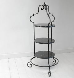 Large Wrought Iron Marble Pâtisserie Stand Ornate Floor Standing French Outdoor