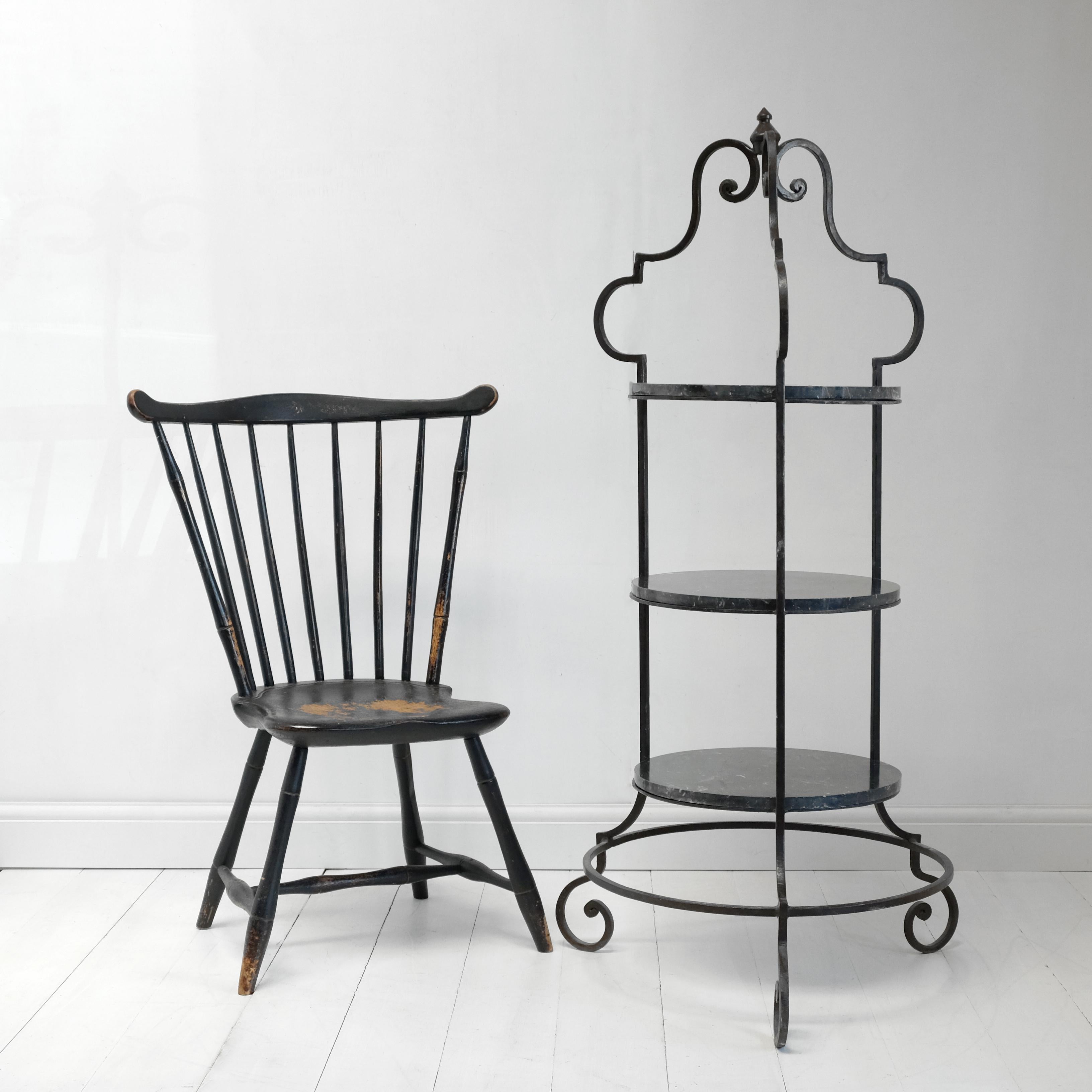 20th Century Large Wrought Iron Marble Pâtisserie Stand Ornate Floor Standing French Outdoor For Sale