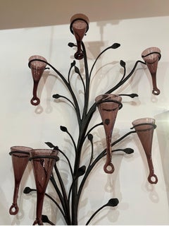Large Wrought Iron and Murano Glass Sculpture