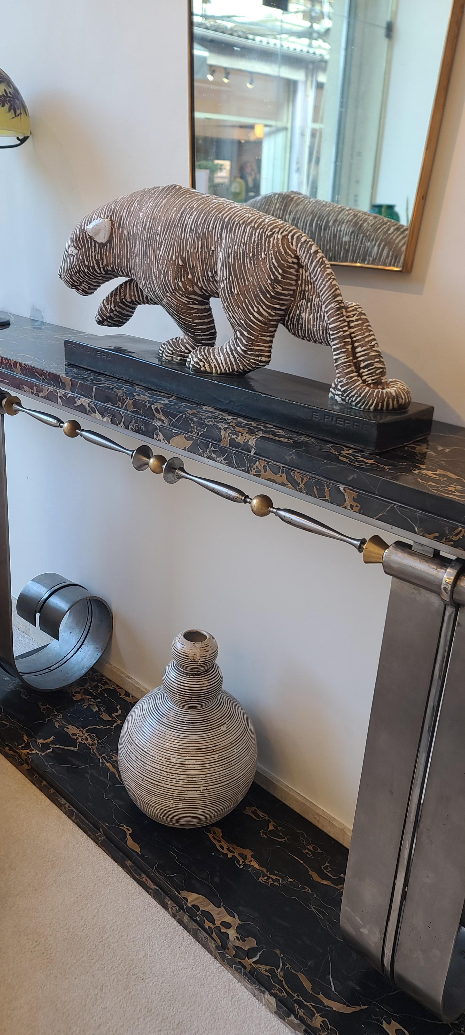 Large Wrought-Iron Art Deco Console, attributed to Raymond Subes, circa 1930 For Sale 4